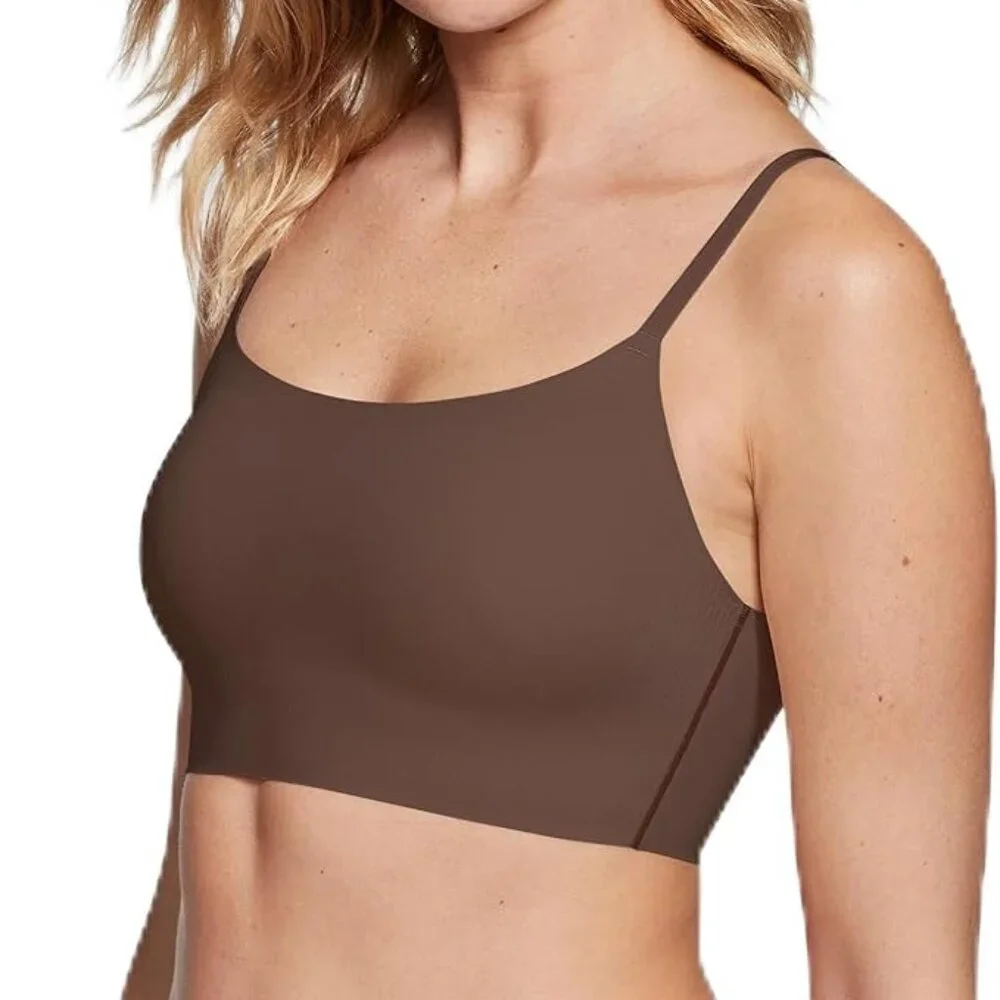 TRUE & CO True Everybody Scoop Bra Bralette Chestnut Brown Small NEW